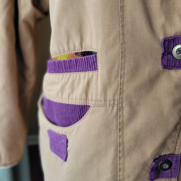 Current Seen Women Utility Jacket Purple Cord Collar and Aztec Print Reversible - Picture 9 of 13